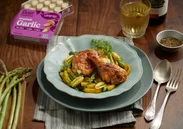 Braised Chicken with Pasta, Asparagus, and Zucchini