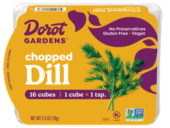 Dorot Gardens chopped dill frozen cubes. Convenient, flavorful herb.