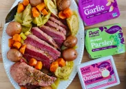Corned Beef and Cabbage with Dorot Gardens Glazed Onion, Garlic and Parsley