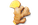 Ginger root, tan with yellow sprout, isolated.
