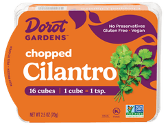Dorot Gardens Chopped Cilantro package. Contains 16 frozen cubes, ready to use.
