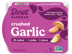 Dorot Gardens crushed garlic product packaging.