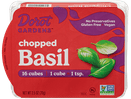 Dorot Gardens chopped Basil product packaging. Fresh, no preservatives, gluten-free, vegan.