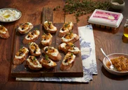 Glazed Onion and Goat Cheese Crostini